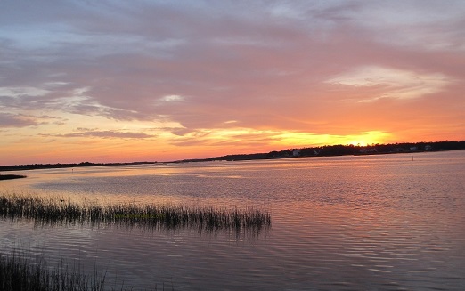 sunset over the Lockwood Folly River in Brunswick County NC